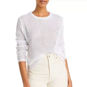 Vince Women's Bracelet 3/4 Sleeve Crewneck Sweater White Knit Lightweight XS
